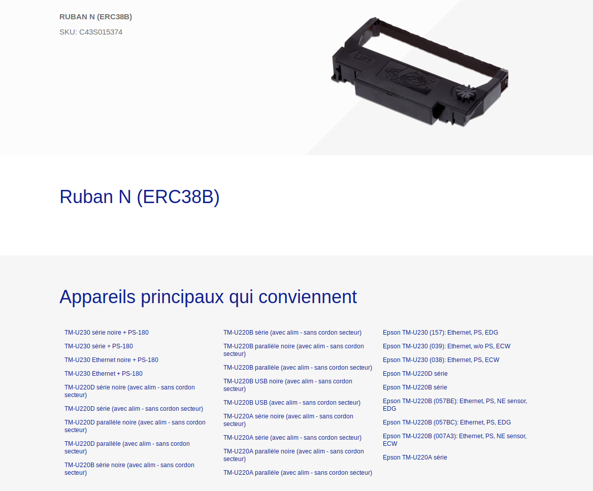 Acheter Epson Ruban Noir ERC-38 B (C43S015374) - ERC38B Maroc
