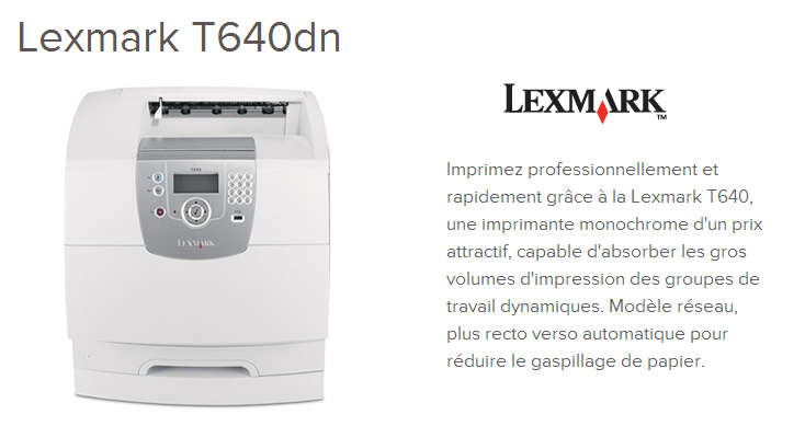 Acheter Imprimante laser monochrome Lexmark T640dn Maroc