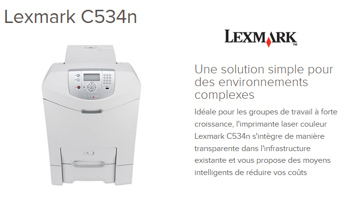 Acheter Imprimante Laser couleur Lexmark C534n Maroc