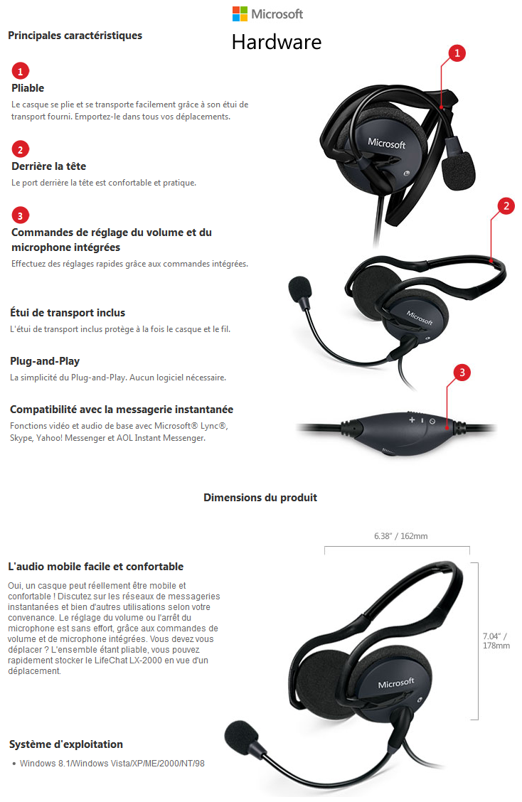 Acheter Casque-micro Microsoft LifeChat LX-2000 (2AA-00010) - Jack 3.5 mm Maroc