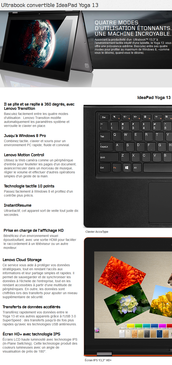 Acheter PC portable Lenovo IdeaPad Yoga13 (59368202) Maroc