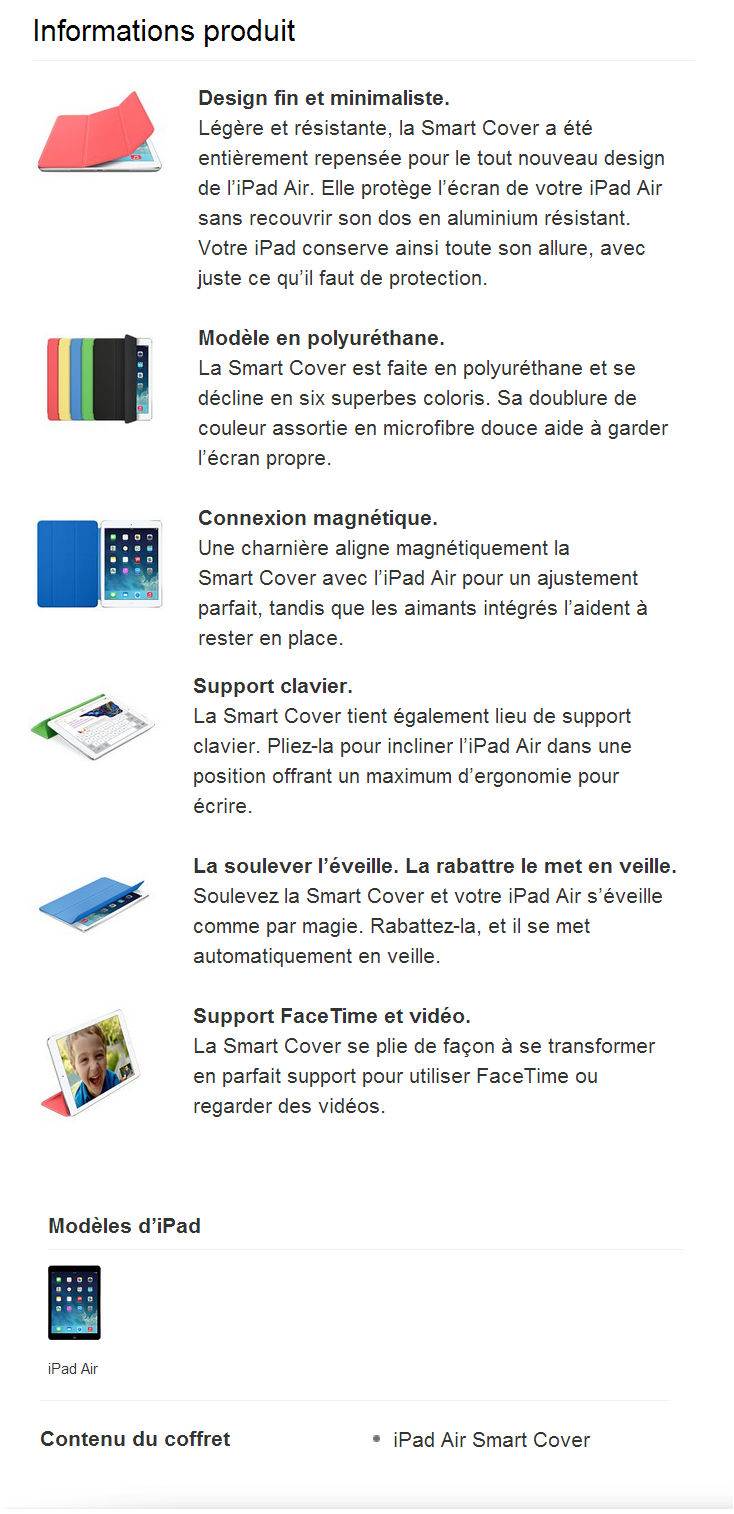 Acheter iPad Air Smart Cover - Polyuréthane Maroc