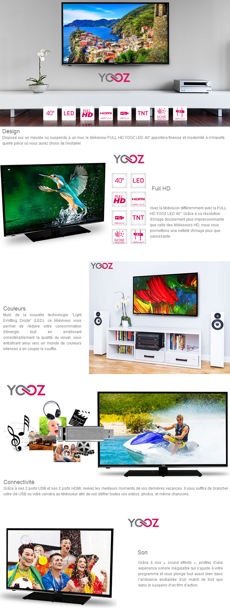 Acheter Téléviseur YOOZ LED Full HD 40 pouces (YTV40E3600) Maroc