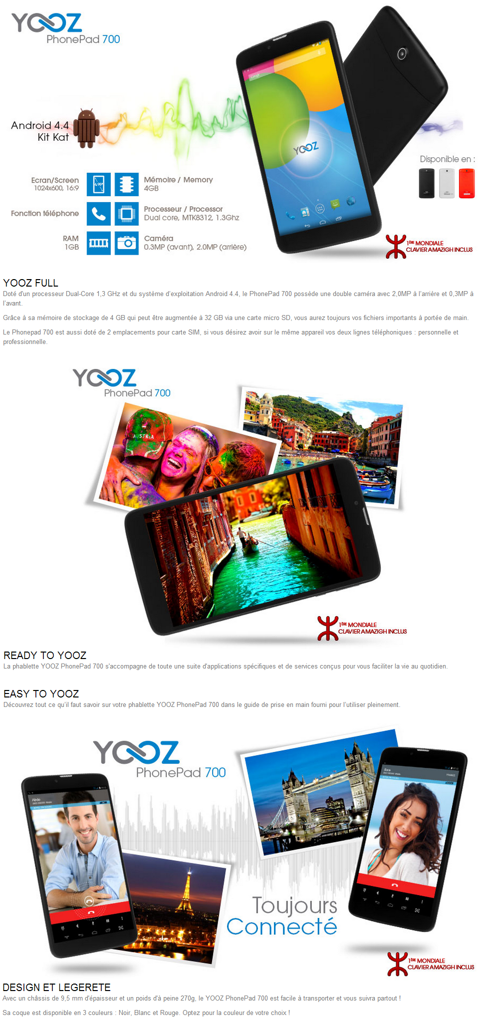 Acheter Tablette Smartphone YooZ PhonePad 700 Maroc