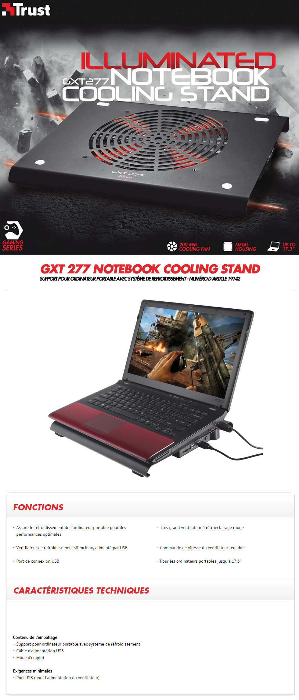 Acheter Support Trust GXT 277 pour ordinateur portable avec système de refroidissement Maroc