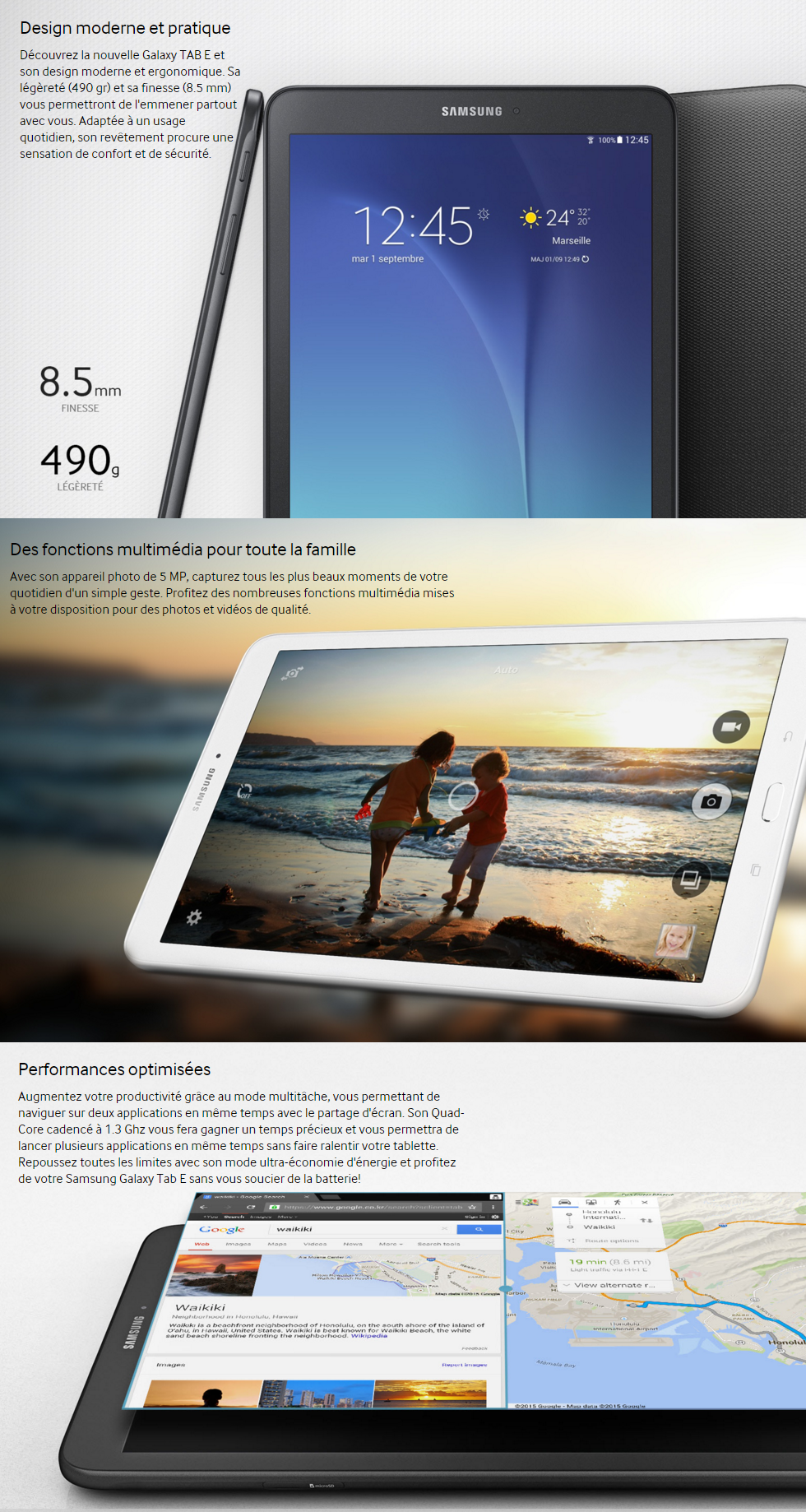 Acheter Tablette 3G Samsung Galaxy Tab E - 9,6" 8 GB Maroc