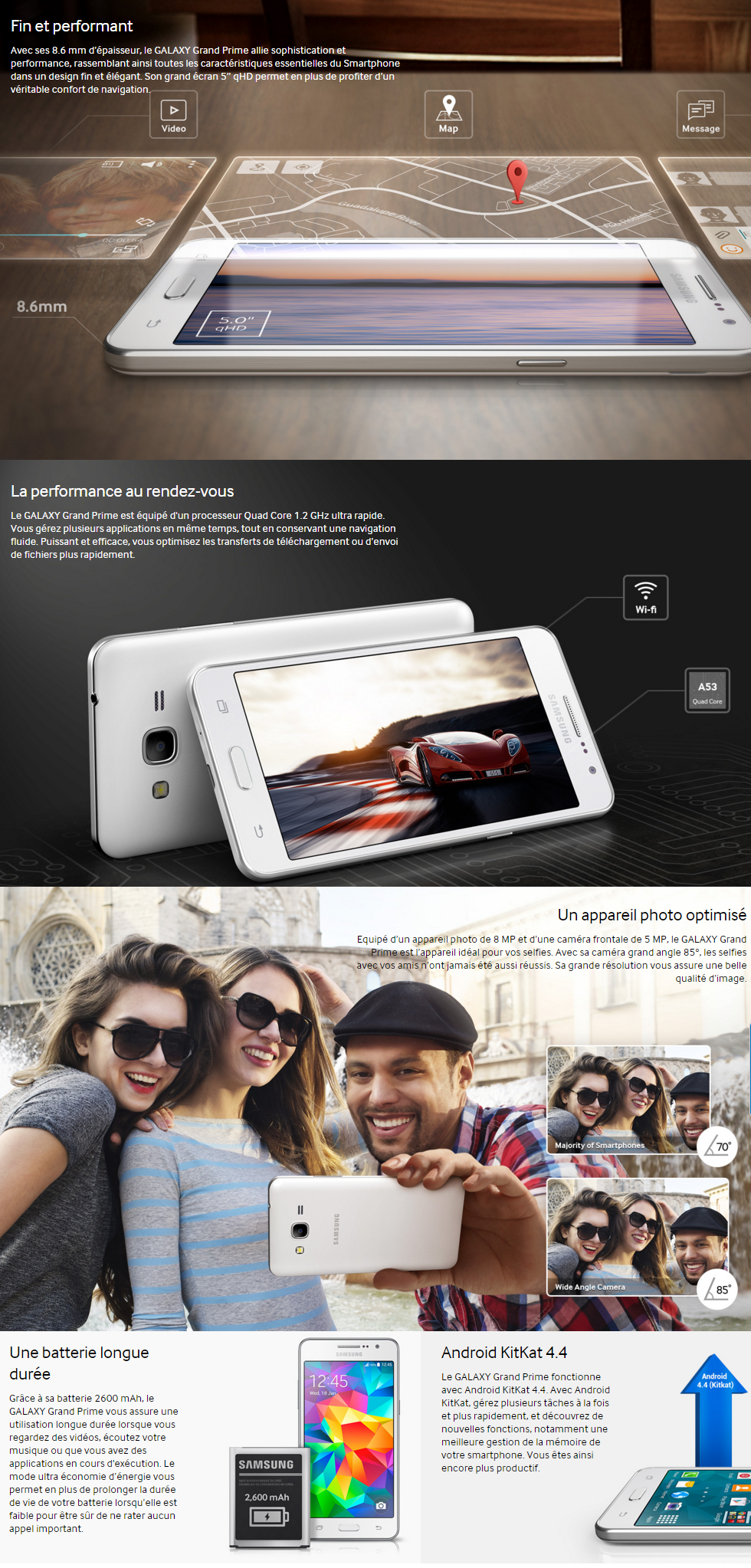 Acheter Smartphone 4G Samsung Galaxy Grand Prime - 5" avec 8 GB stockage Maroc
