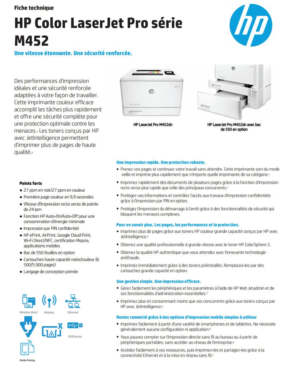 Acheter Imprimante Laser Couleur HP LaserJet Pro M452dn (CF389A) Maroc