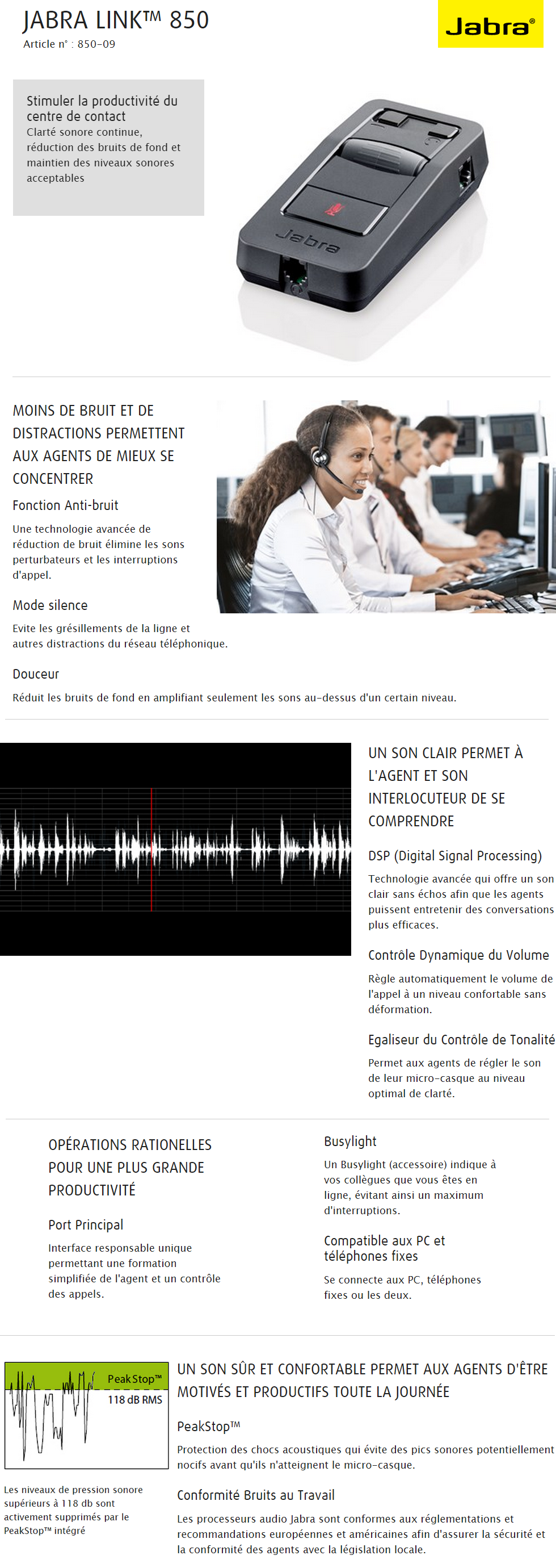 Acheter Processeur audio Anti-bruit Jabra Link 850 Maroc