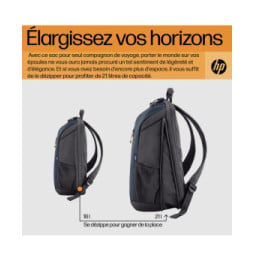 HP Sac à dos pour ordinateur portable Travel 18 litres 15,6 pouces, gris fer (6B8U6AA)