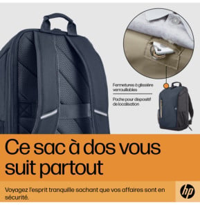 HP Sac à dos pour ordinateur portable Travel 18 litres 15,6 pouces, gris fer (6B8U6AA)