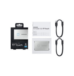 Samsung MU-PC500S 500 Go Argent Portable SSD T7 Touch USB 3.2, NVMe, 500GB  (MU-PC500S/WW)