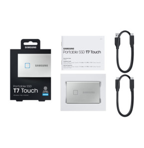 Samsung MU-PC500S 500 Go Argent Portable SSD T7 Touch USB 3.2, NVMe, 500GB  (MU-PC500S/WW)