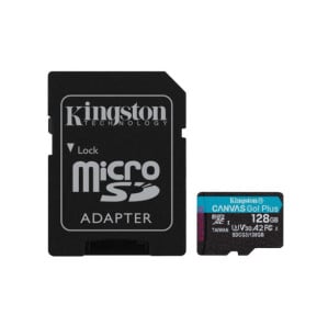 Kingston Technology Carte microSDXC Canvas Go Plus 170R A2 U3 V30 de 128 Go + ADP (SDCG3/128GB)