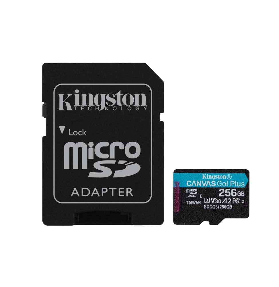 Kingston Technology Carte microSDXC Canvas Go Plus 170R A2 U3 V30 de 256 Go + ADP (SDCG3/256GB)