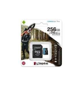 Kingston Technology Carte microSDXC Canvas Go Plus 170R A2 U3 V30 de 256 Go + ADP (SDCG3/256GB)