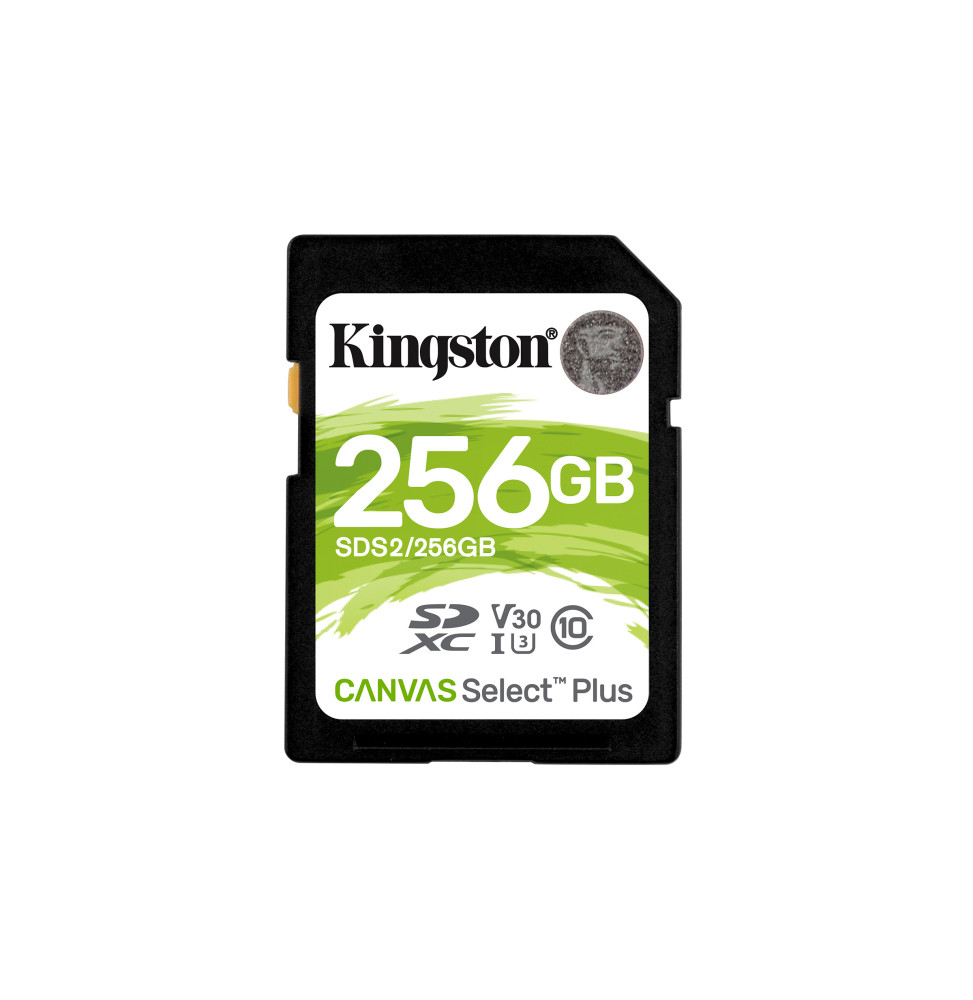 Kingston Technology Carte SDXC Canvas Select Plus 100R C10 UHS-I U3 V30 de 256 Go (SDS2/256GB)