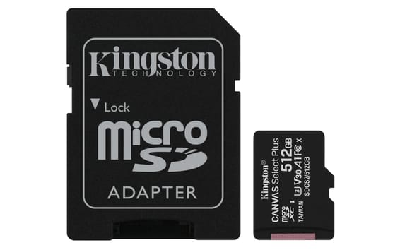 Kingston Technology Carte micSDXC Canvas Select Plus 100R A1 C10 de 512 Go + ADP (SDCS2/512GB)