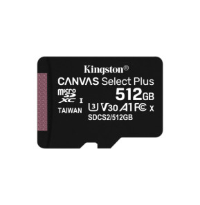 Kingston Technology Carte micSDXC Canvas Select Plus 100R A1 C10 de 512 Go + ADP (SDCS2/512GB)