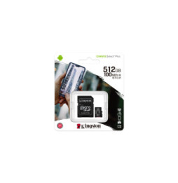 Kingston Technology Carte micSDXC Canvas Select Plus 100R A1 C10 de 512 Go + ADP (SDCS2/512GB)