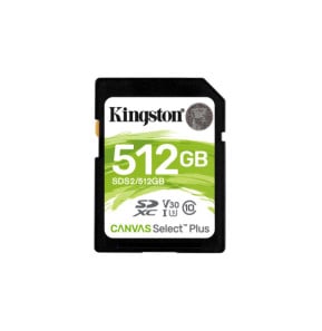 Kingston Technology Carte SDXC Canvas Select Plus 100R C10 UHS-I U3 V30 de 512 Go (SDS2/512GB)
