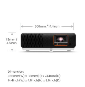 BenQ X500i vidéo-projecteur Projecteur à focale courte 2200 ANSI lumens DLP 2160p (3840x2160) Noir, Blanc (9H.JSC77.17E)
