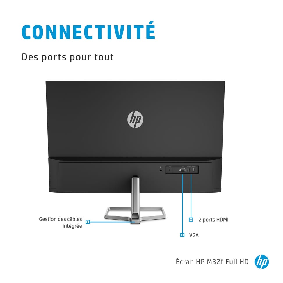 HP M32f FHD écran plat de PC 80 cm (31.5") 1920 x 1080 pixels Full HD Noir, Argent Écran Full HD HP M32f  (2H5M7AS) — image 7