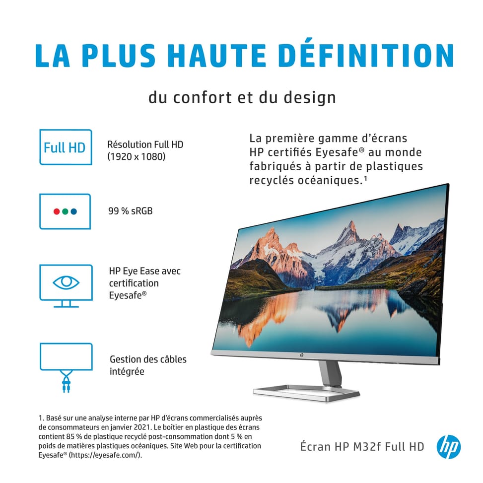 HP M32f FHD écran plat de PC 80 cm (31.5") 1920 x 1080 pixels Full HD Noir, Argent Écran Full HD HP M32f  (2H5M7AS) — image 8