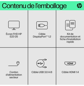 HP E-Series Écran FHD E22 G5 Écran FHD E22 G5 HP  (6N4E8AA)