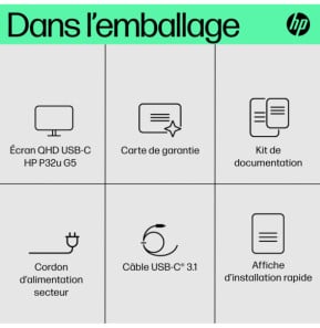 HP Écran USB-C QHD P32u G5 Écran USB-C QHD HP P32u G5  (64W51AA)