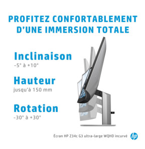 HP Z34c G3 écran plat de PC 86,4 cm (34") 3440 x 1440 pixels UltraWide Quad HD LED Noir, Argent (30A19AA)