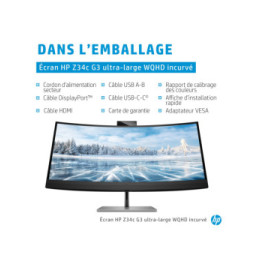 HP Z34c G3 écran plat de PC 86,4 cm (34") 3440 x 1440 pixels UltraWide Quad HD LED Noir, Argent (30A19AA)