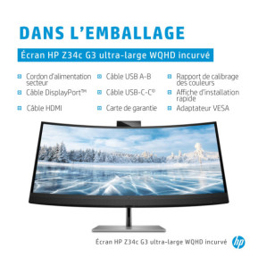 HP Z34c G3 écran plat de PC 86,4 cm (34") 3440 x 1440 pixels UltraWide Quad HD LED Noir, Argent (30A19AA)