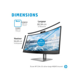 HP Z34c G3 écran plat de PC 86,4 cm (34") 3440 x 1440 pixels UltraWide Quad HD LED Noir, Argent (30A19AA)