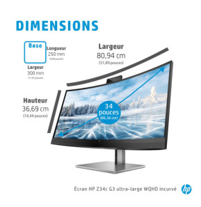 HP Z34c G3 écran plat de PC 86,4 cm (34") 3440 x 1440 pixels UltraWide Quad HD LED Noir, Argent (30A19AA)