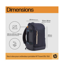 HP Sac à dos pour ordinateur portable Travel 25 litres 15,6 pouces (bleu) (6B8U5AA)