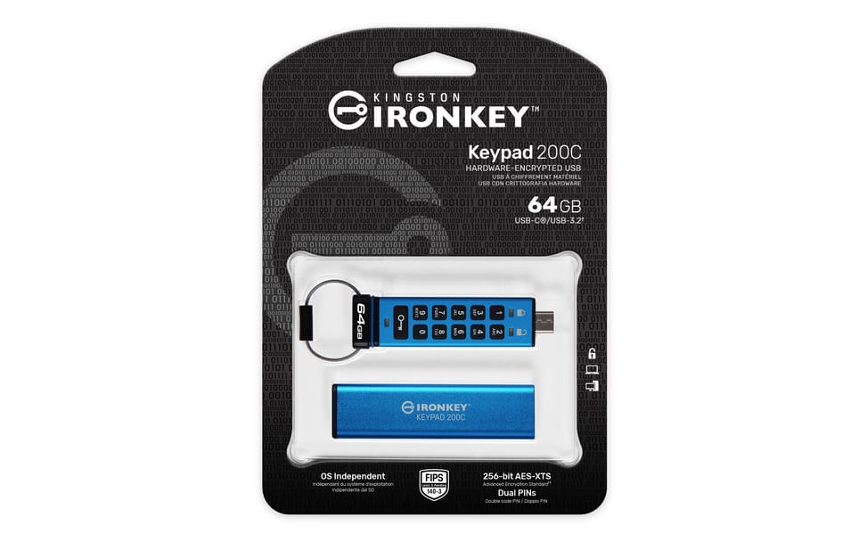 Kingston Technology IronKey Keypad 200C USB-C de 64 Go, FIPS 140-3 niveau 3 (en attente) AES-256 (IKKP200C/64GB) — image 6