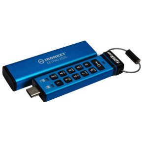 Kingston Technology IronKey Keypad 200C USB-C de 128 Go, FIPS 140-3 niveau 3 (en attente) AES-256 (IKKP200C/128GB)