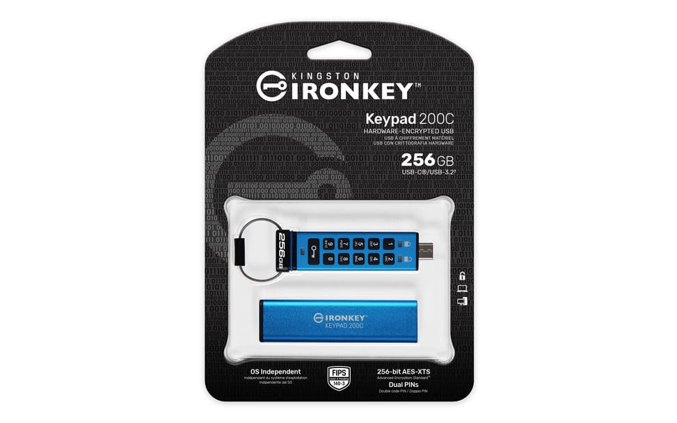 Kingston Technology IronKey Keypad 200C USB-C de 256 Go, FIPS 140-3 niveau 3 (en attente) AES-256 (IKKP200C/256GB) — image 6