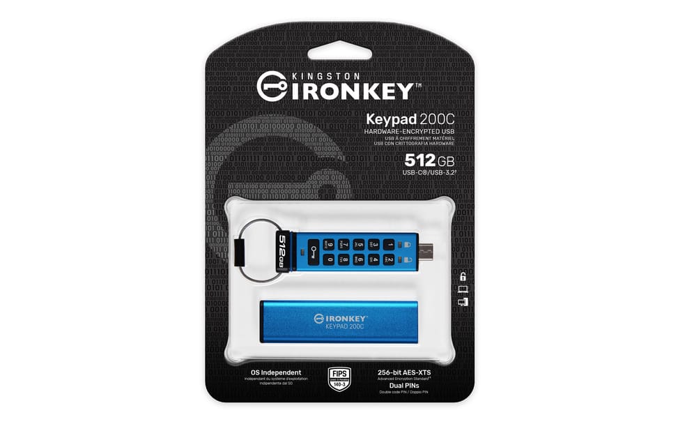 Kingston Technology IronKey Keypad 200C USB-C de 512 Go, FIPS 140-3 niveau 3 (en attente) AES-256 (IKKP200C/512GB) — image 6