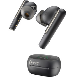 POLY Écouteurs noir charbon Voyager Free 60+ UC M + adaptateur USB-C BT700 + étui de charge avec écran tactile (7Y8H0AA)