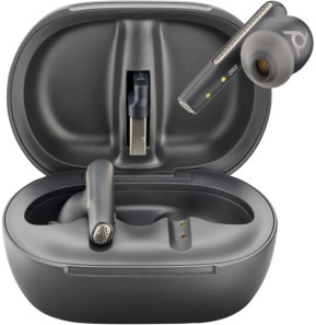 POLY Écouteurs noir charbon Voyager Free 60+ UC M + adaptateur USB-C BT700 + étui de charge avec écran tactile (7Y8H0AA)