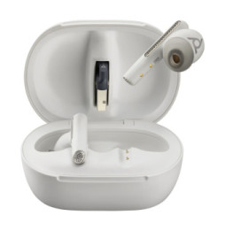 POLY Écouteurs sable blanc Voyager Free 60+ UC M + adaptateur USB-A BT700 + étui de charge avec écran tactile (7Y8G7AA)