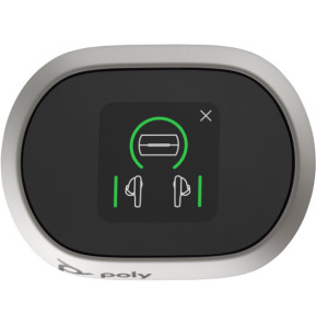 POLY Écouteurs sable blanc Voyager Free 60+ UC M + adaptateur USB-A BT700 + étui de charge avec écran tactile (7Y8G7AA)