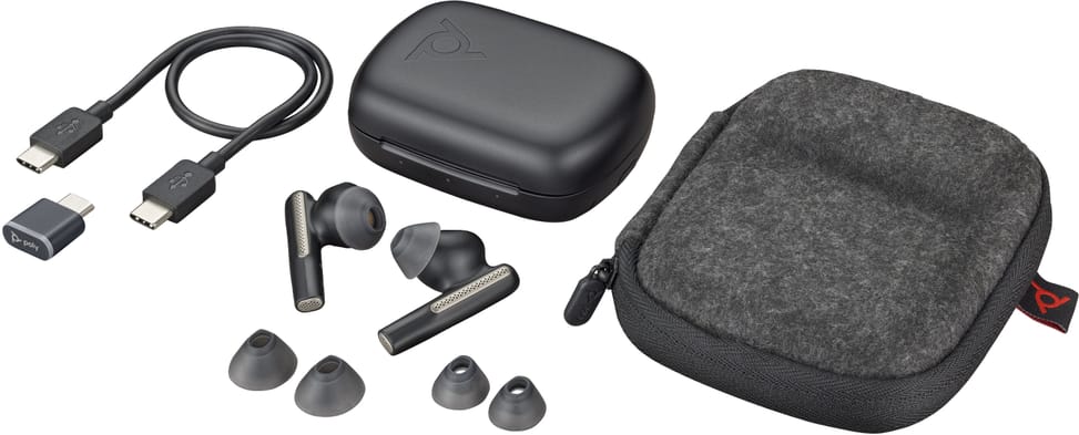 POLY Écouteurs noir charbon Voyager Free 60 UC +adaptateur USB-C BT700 + étui de charge de base (7Y8H4AA) — image 4