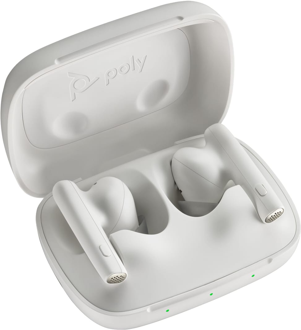 POLY Écouteurs sable blanc Voyager Free 60 UC M + adaptateur USB-C BT700 + étui de charge de base (7Y8L6AA) — image 3