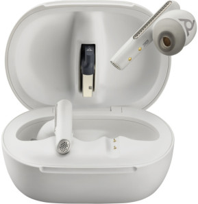 POLY Écouteurs sable blanc Voyager Free 60 + UC M + adaptateur USB-C BT700 + étui de charge avec écran tactile (7Y8G8AA)