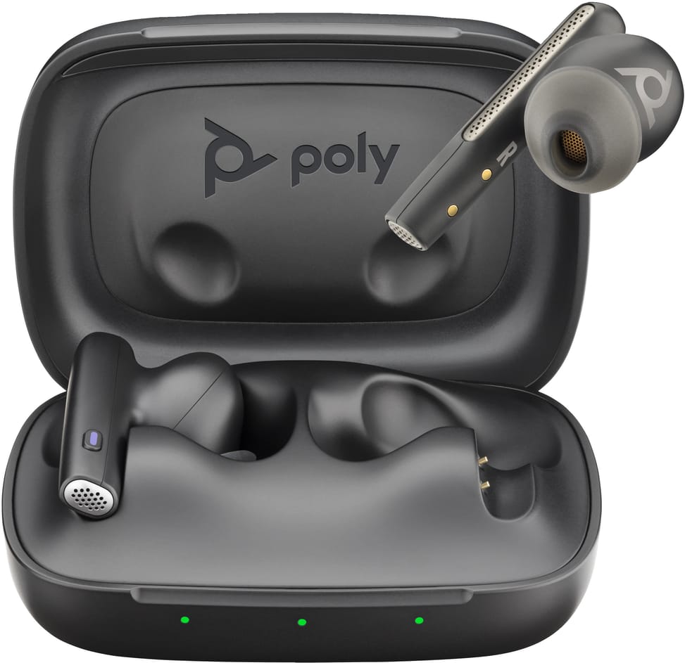 POLY Écouteurs noir charbon Voyager Free 60 UC M + adaptateur USB-A BT700 + étui de charge de base (7Y8L7AA) — image 4