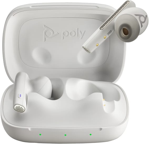 POLY Écouteurs sable blanc Voyager Free 60 UC M + adaptateur USB-A BT700 + étui de charge de base (7Y8L5AA)