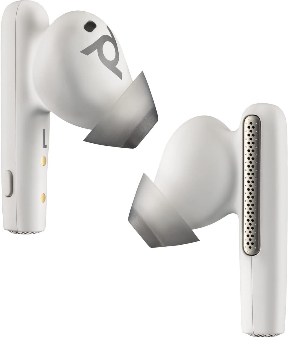 POLY Écouteurs sable blanc Voyager Free 60 UC M + adaptateur USB-A BT700 + étui de charge de base (7Y8L5AA) — image 5
